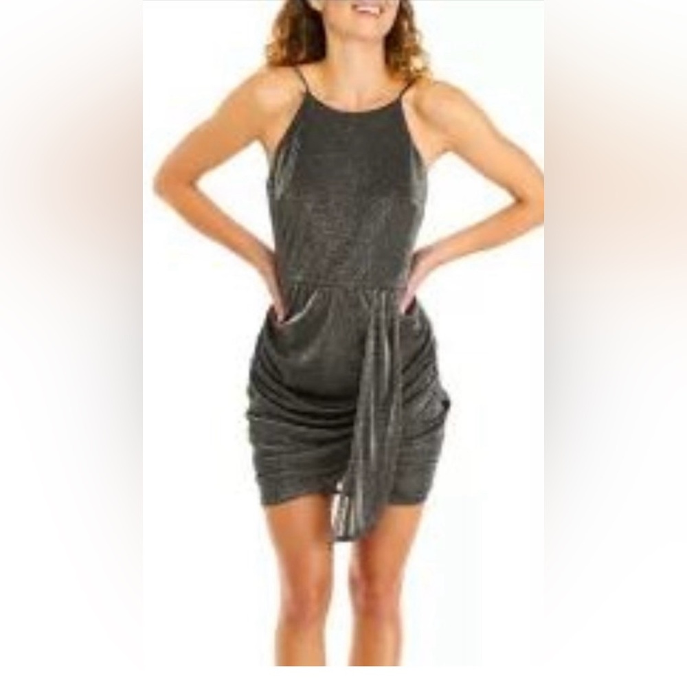 BCX Metallic Ruched Mini Dress